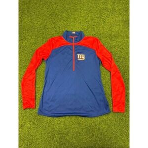 New York Giants Shirt Womens Large Blue Red Fanatics Football NFL Half Zip